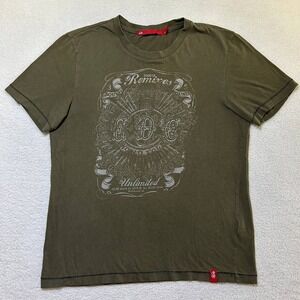 Vintage EDC T-Shirt Front Graphic Print Short Sleeve Men's Size XS Brown